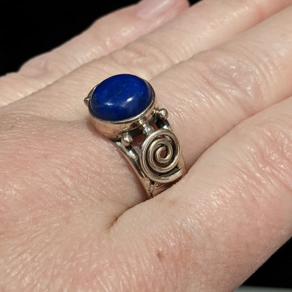 Men's Ring Lapis Lazuli .925 Silver Ring, Size 10 - Picture 4 of 10